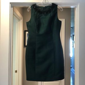 Raw silk dress with black bead embellishments